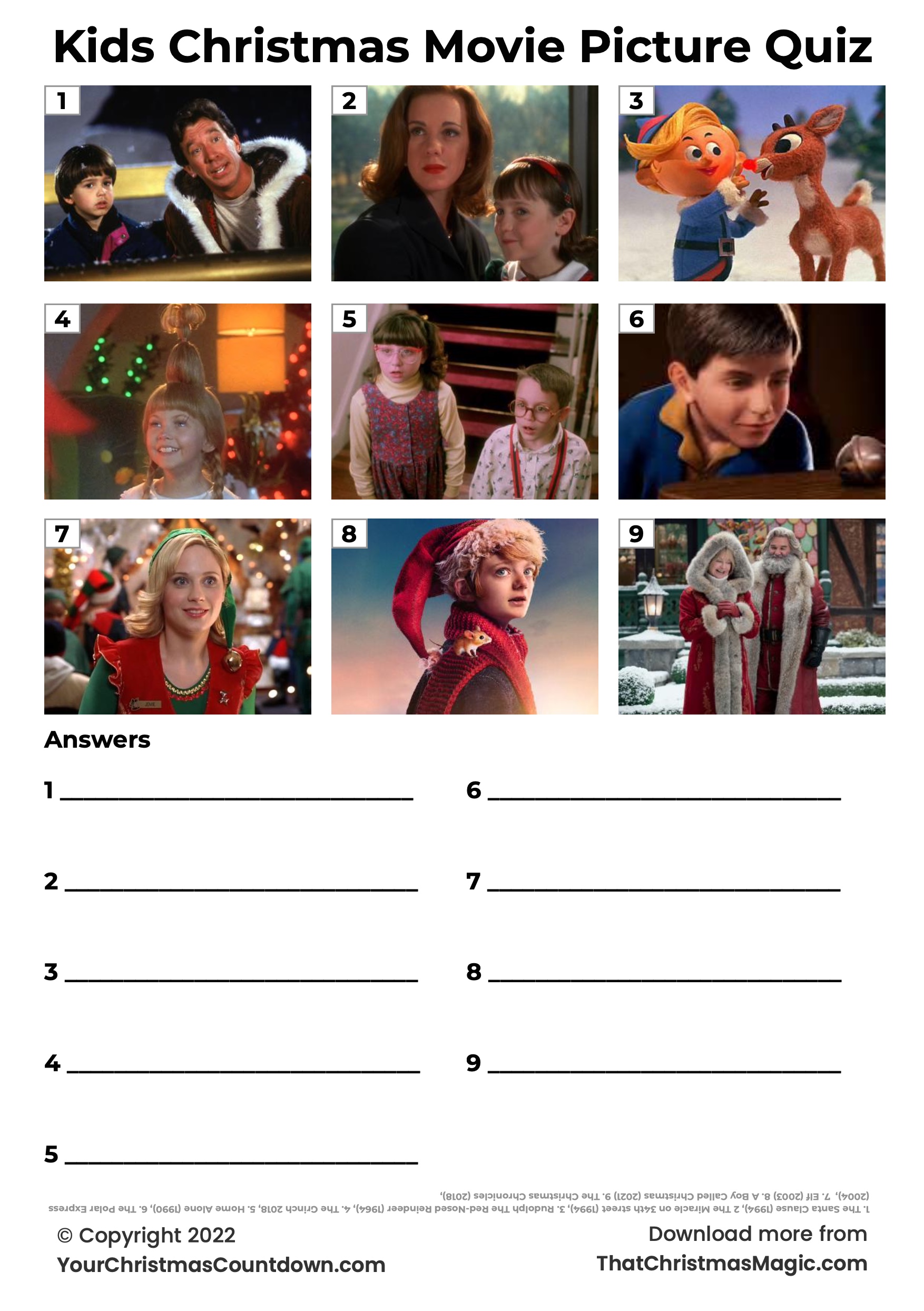Kids Christmas Movie Picture Quiz