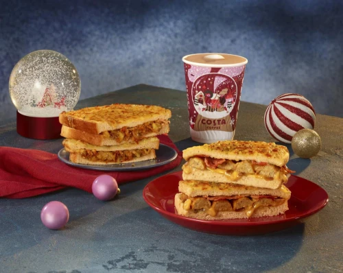 Pigs & Blanket Toastie, Hog Roast Toastie, Costa Express Caramel & Nutcracker Hot Chocolate