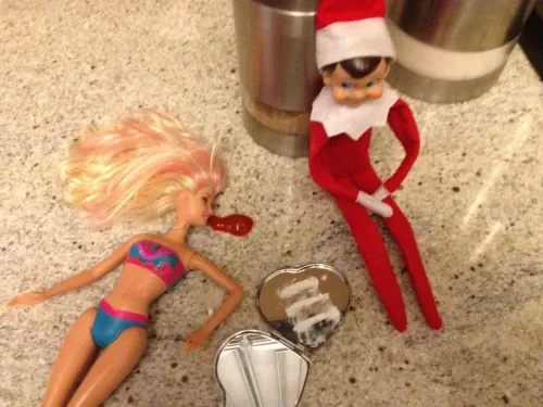 Elf On The Shelf naughty all-nighter with Barbie