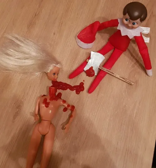 Brutal Elf On The Shelf with axe
