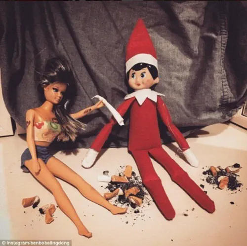 Elf On The Shelf gets high with doll - Naughty