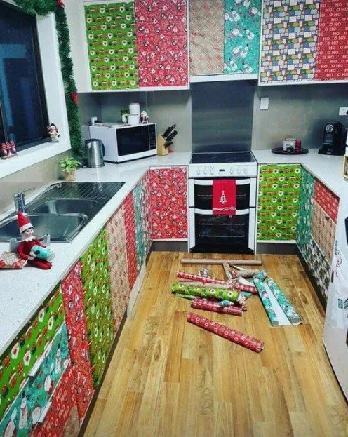 Wrapping the kitchen cupboards