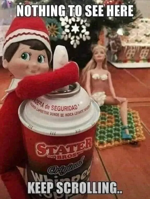 Kinky elf on the shelf with whipped cream