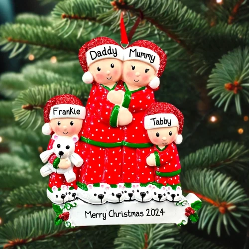 Personalised Family in Pyjamas Ornament