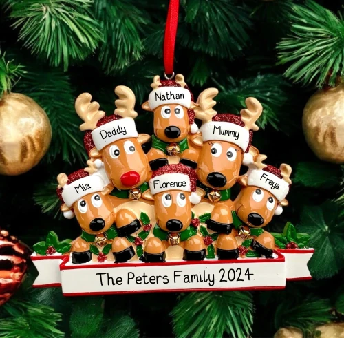 Personalised Reindeer Family Ornament