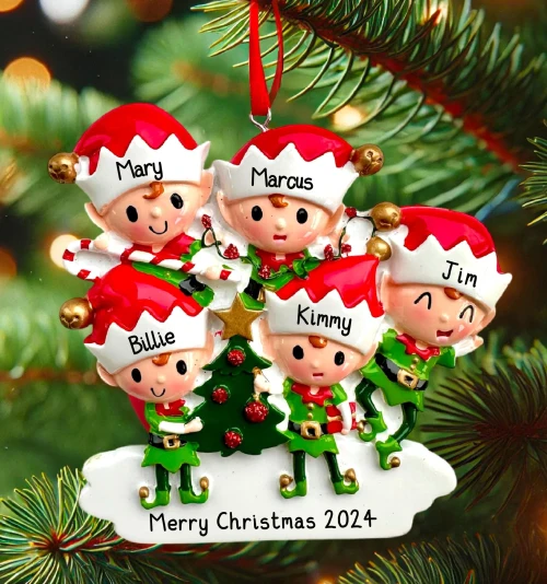 Personalized Elves Family Ornament