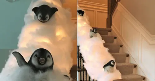 Staircase Penguin Slide Christmas Decoration