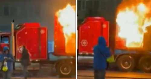 Coca Cola Christmas truck goes up in flames in Romania