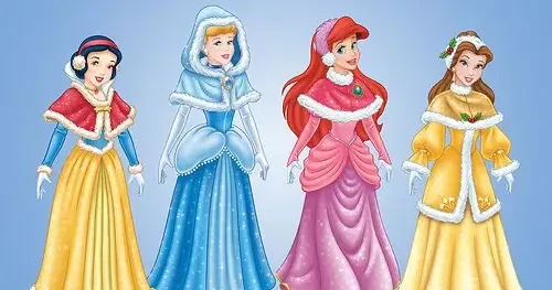 Disney Princesses in Christmas Dresses