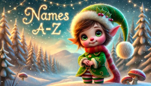 AI elf images with your childs name in the sky A-Z