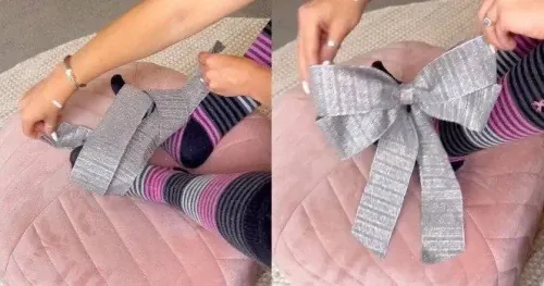 Woman shares perfect way to make a bow with your feet