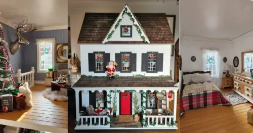Traditional Doll-house transformed in to a Christmas themed doll-house