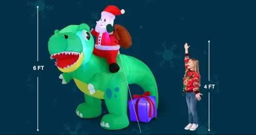 MIL has bought us a 6ft inflatable Christmas dinosaur!