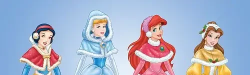 Disney Princesses in Christmas Dresses