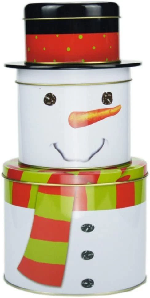 Decorative Cookie Gift Tins - Large, Medium and Small (Snowman)