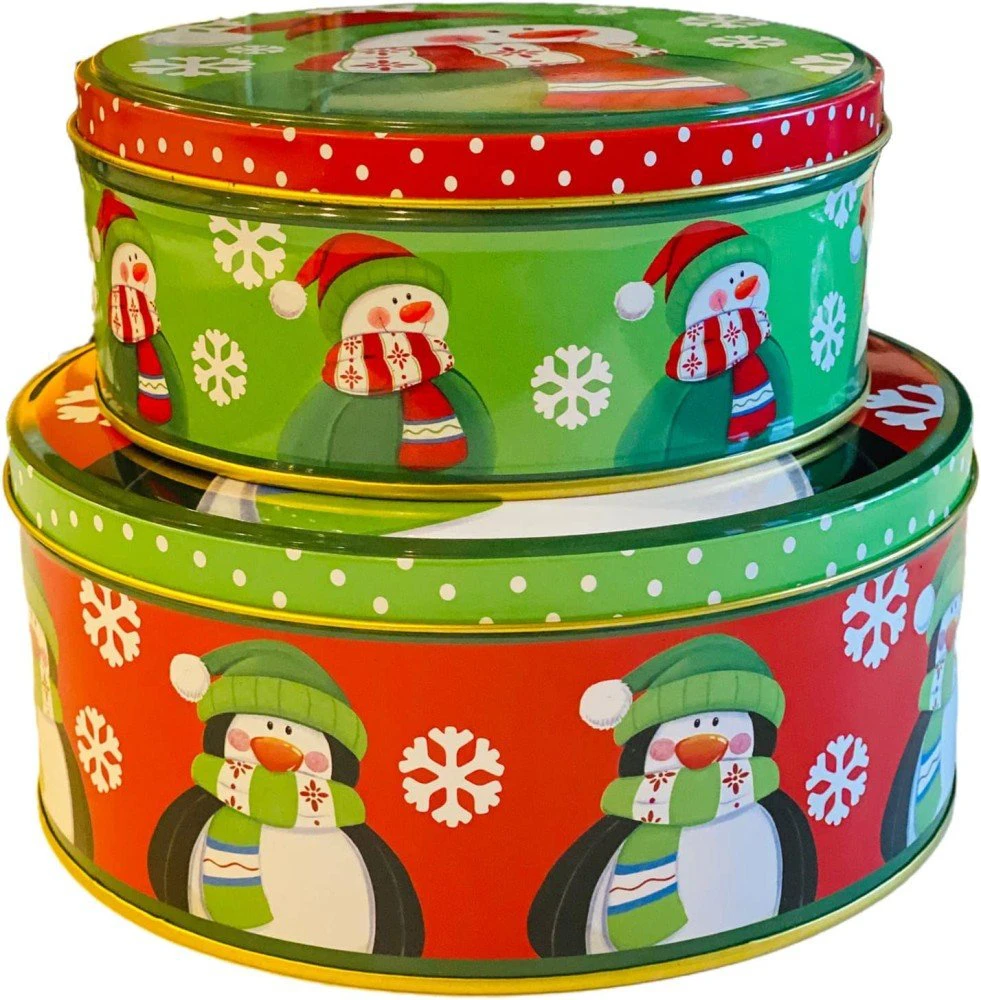 Medium Round Decorative Christmas tins