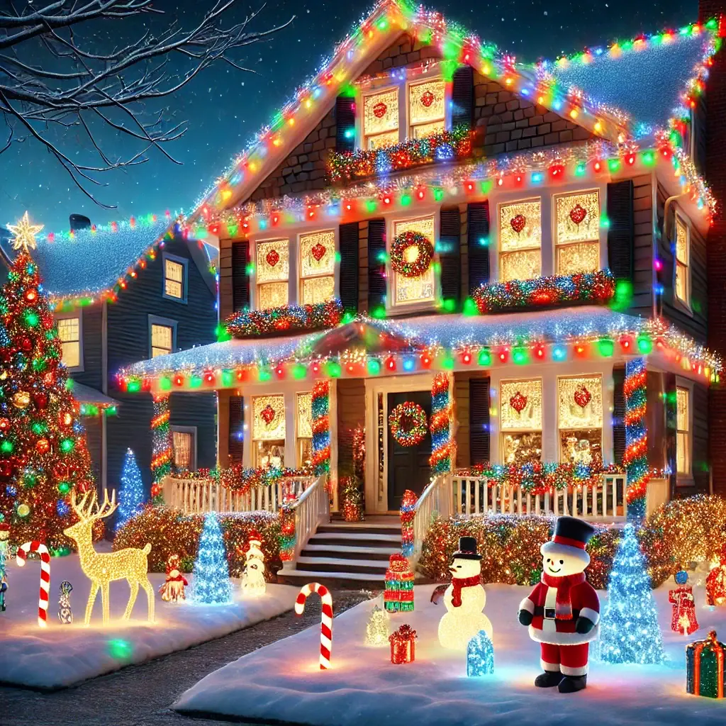 Decorate outside of your house with festive lights